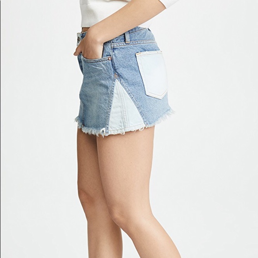 FREE PEOPLE *NWOT* Patched Denim Miniskirt - Picture 4 of 8